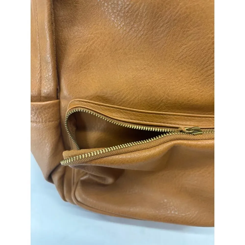Universal Thread Women’s Cognac Brown Faux Leather Backpack Zip Pocket Bag